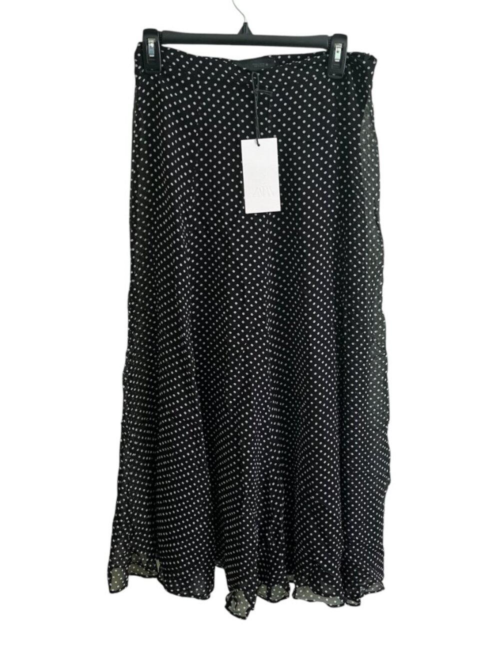 Zara ZW Collection Polka Dot Maxi Skirt Black White A-Line Mid Rise Size S NWT - Picture 6 of 11